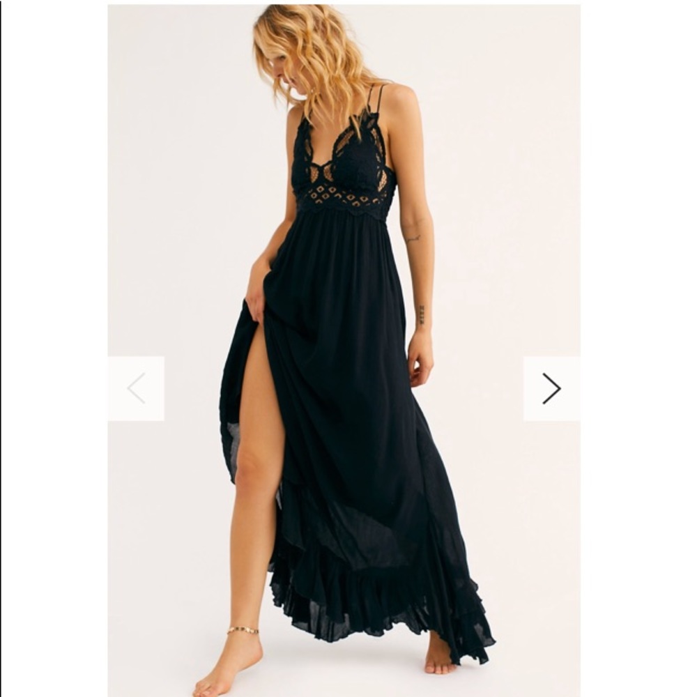 NWT Free People One Adella Maxi Slip Dress Black